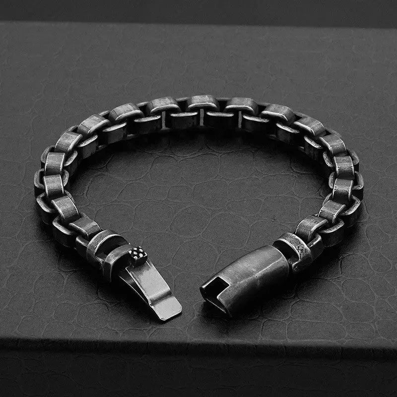 Blackened Stainless Steel Box Chain Bracelet