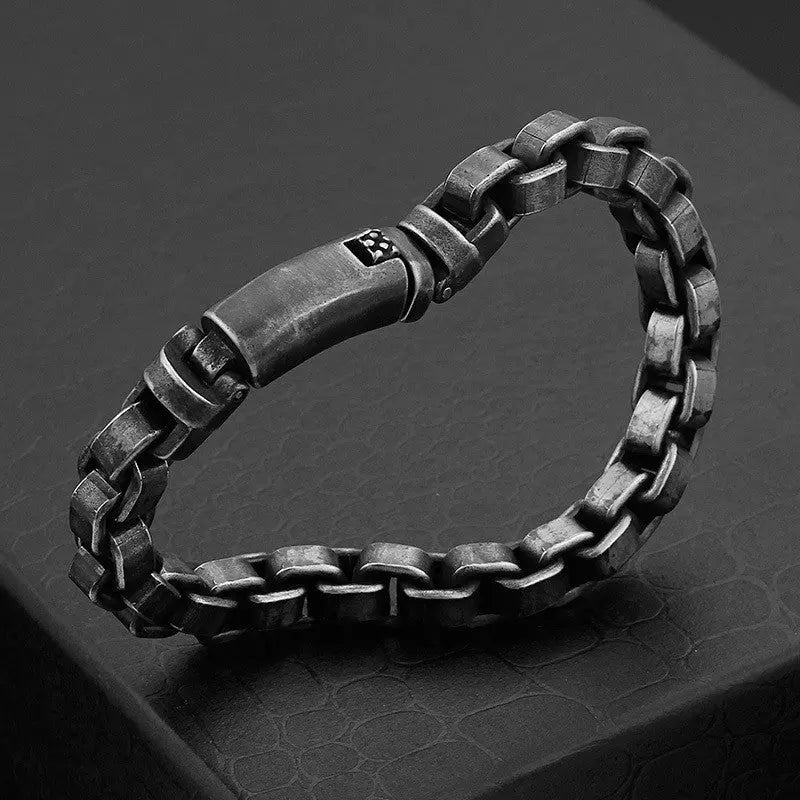 Blackened Stainless Steel Box Chain Bracelet