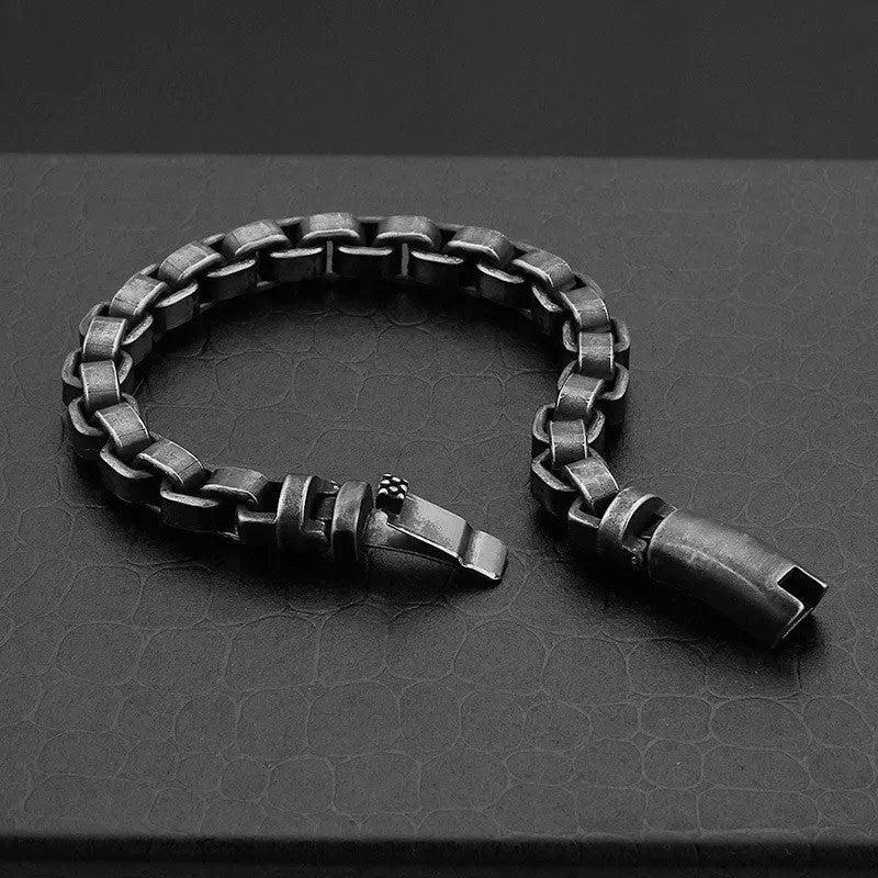 Blackened Stainless Steel Box Chain Bracelet