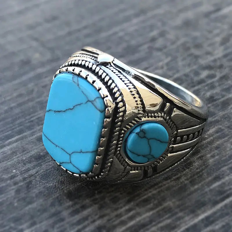 Turquoise Vintage Stainless Steel Ring