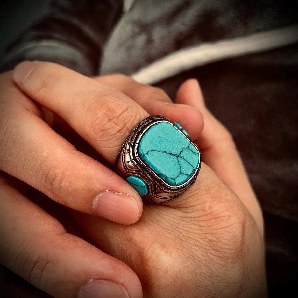 Turquoise Vintage Stainless Steel Ring