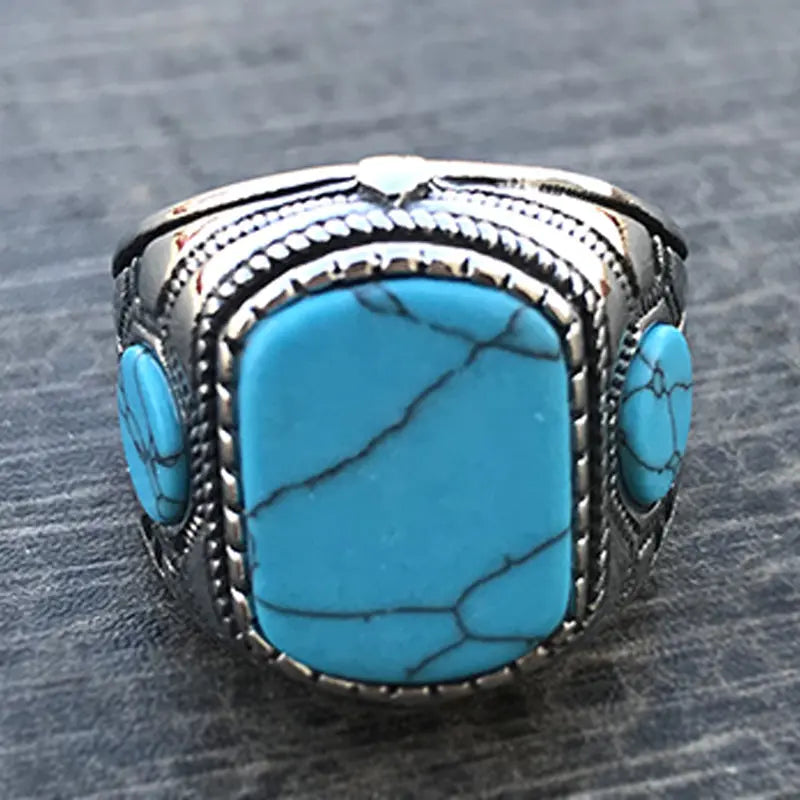 Turquoise Vintage Stainless Steel Ring