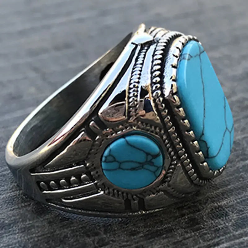 Turquoise Vintage Stainless Steel Ring