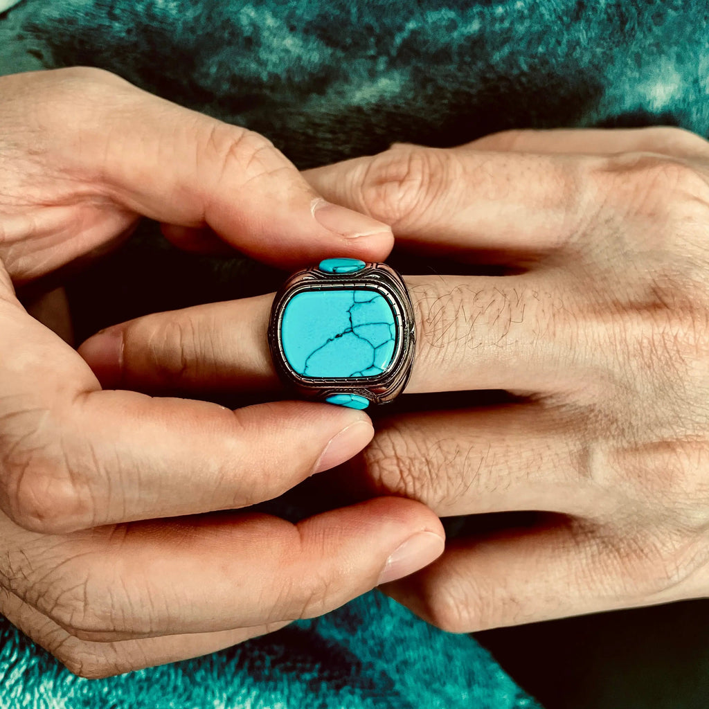 Turquoise Vintage Stainless Steel Ring