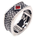 Braided Pattern Gemstone Stainless Steel Ring