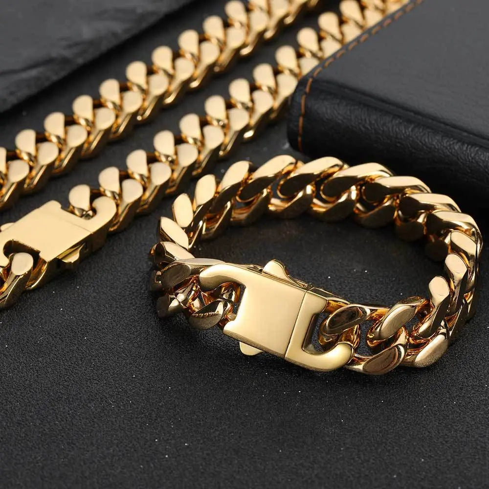 Buckle Cuban Stainless Steel Necklace-Gold