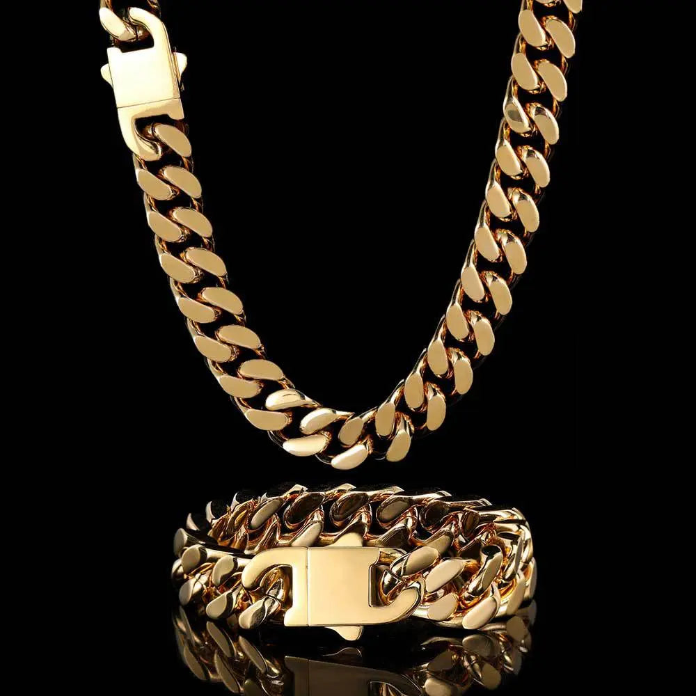 Buckle Cuban Stainless Steel Necklace-Gold
