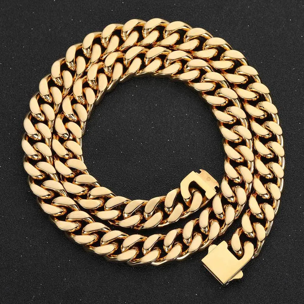 Buckle Cuban Stainless Steel Necklace-Gold
