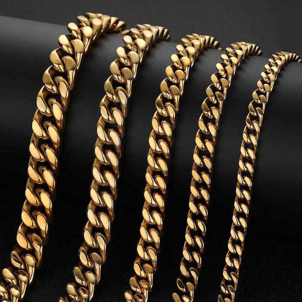 Buckle Cuban Stainless Steel Necklace-Gold