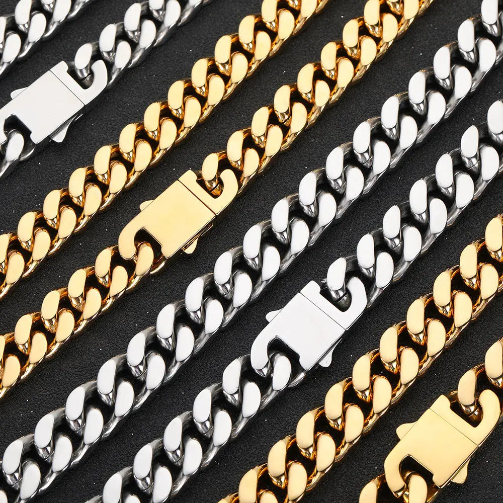 Buckle Cuban Stainless Steel Necklace-Silver