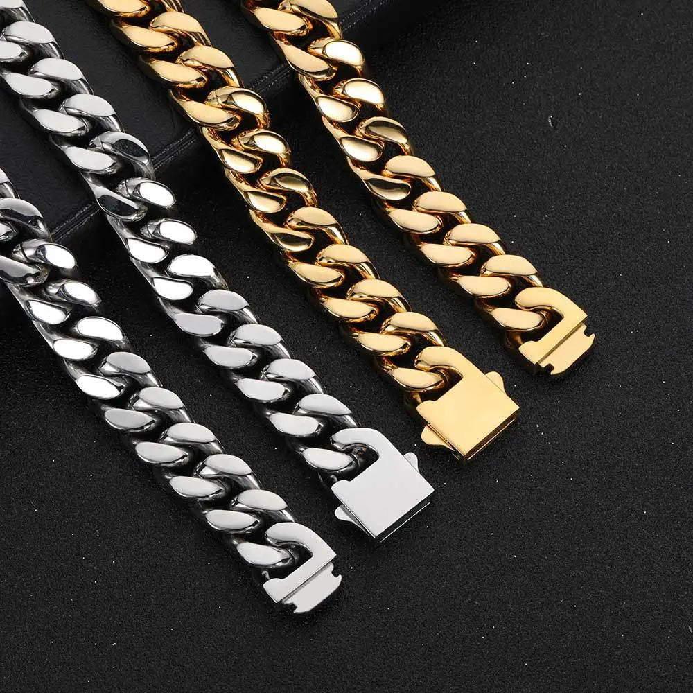 Buckle Cuban Stainless Steel Necklace-Silver