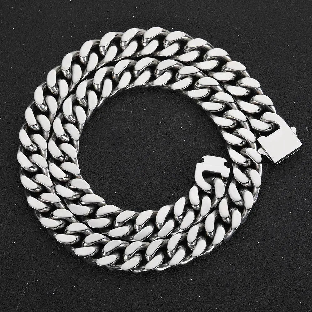 Buckle Cuban Stainless Steel Necklace-Silver