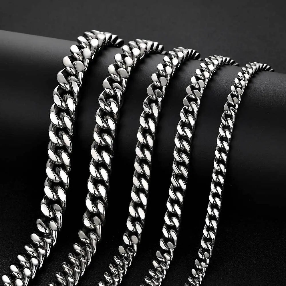 Buckle Cuban Stainless Steel Necklace-Silver