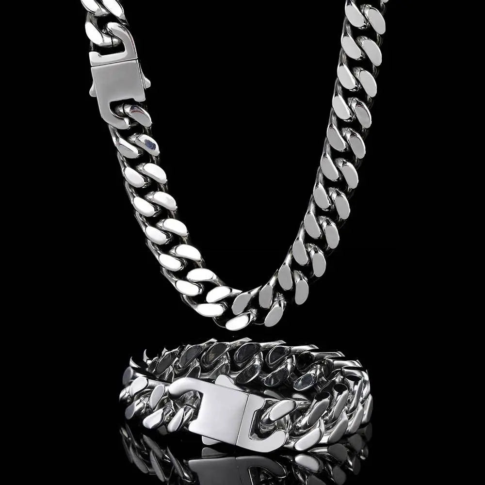Buckle Cuban Stainless Steel Necklace-Silver