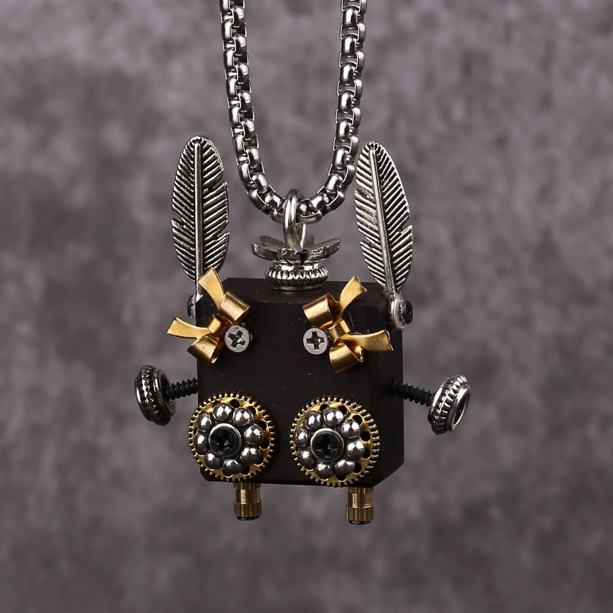 Artisan Feathered Robot Necklace