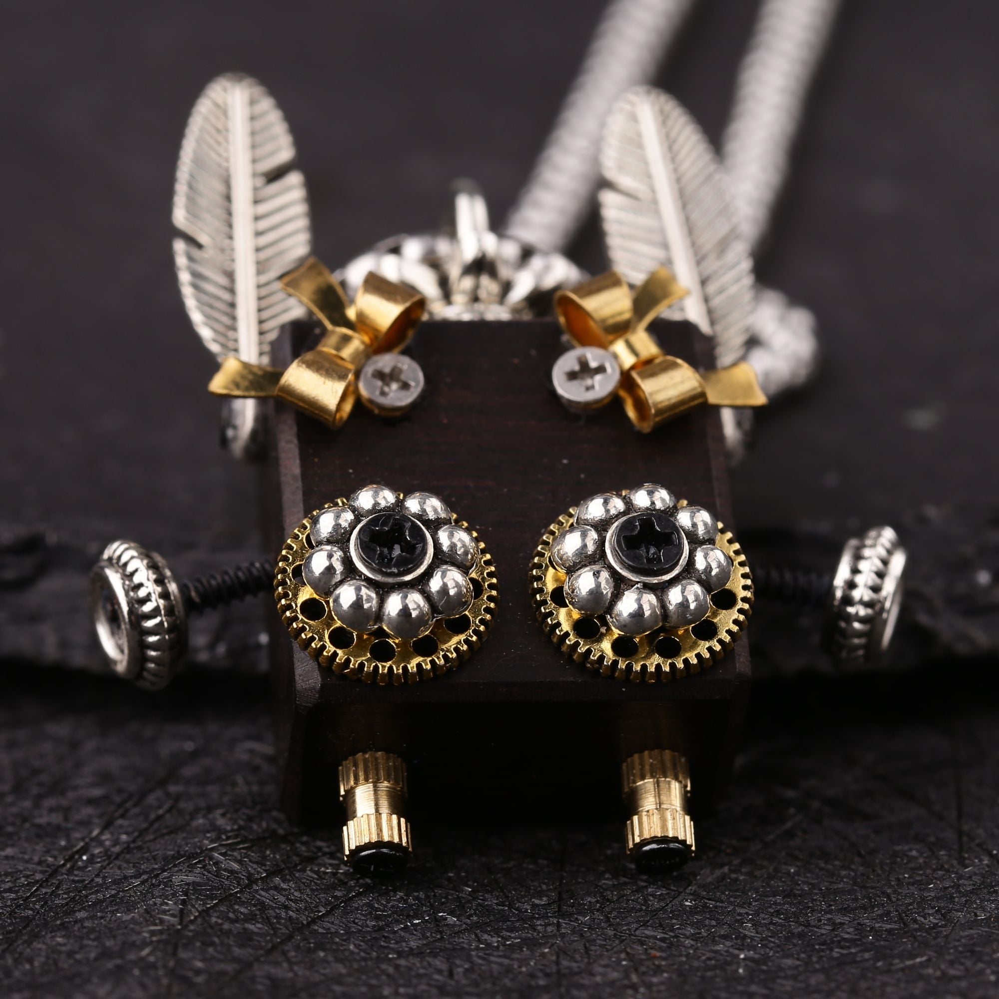 Artisan Feathered Robot Necklace