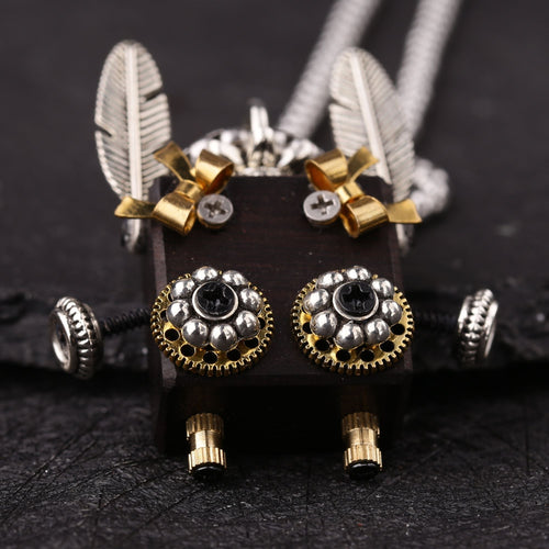 Artisan Feathered Robot Necklace
