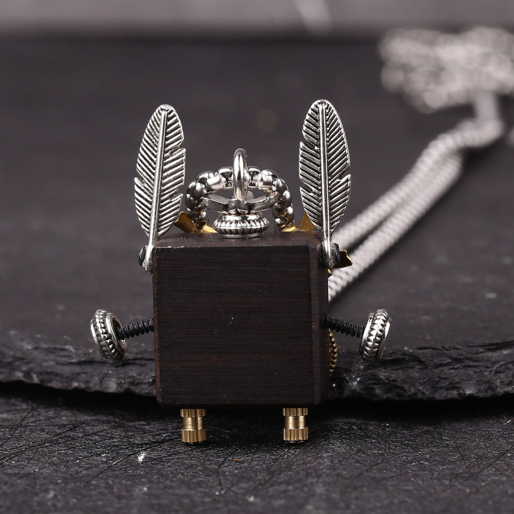 Artisan Feathered Robot Necklace