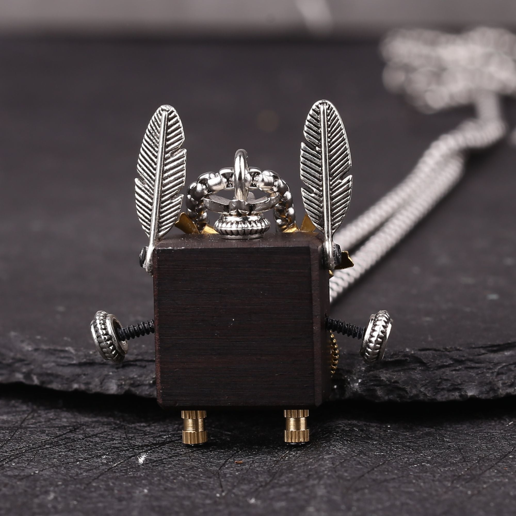 Artisan Feathered Robot Necklace