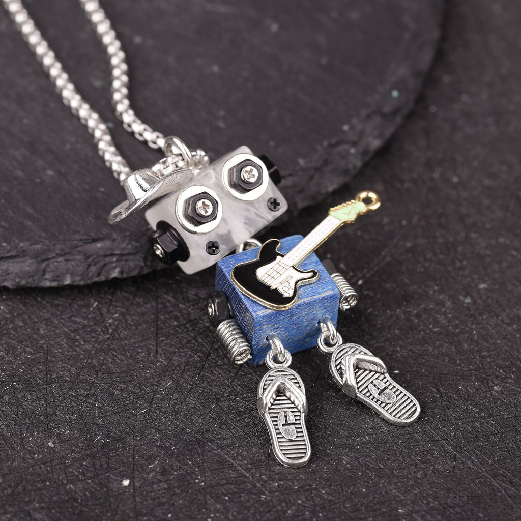 Artisan Cowboy Guitar Robot Necklace