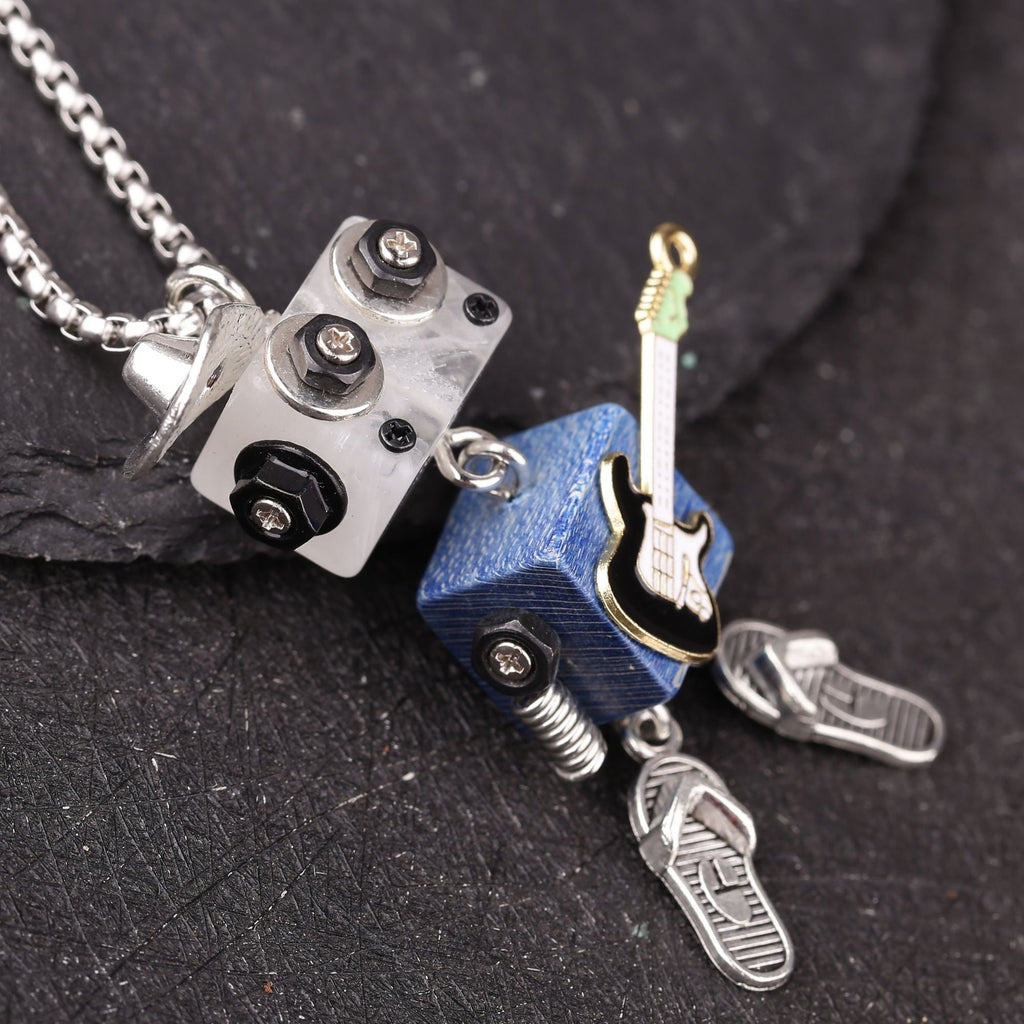 Artisan Cowboy Guitar Robot Necklace