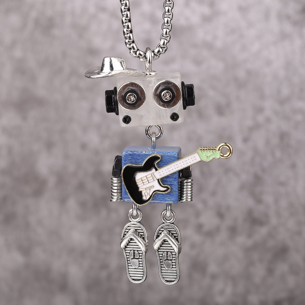 Artisan Cowboy Guitar Robot Necklace