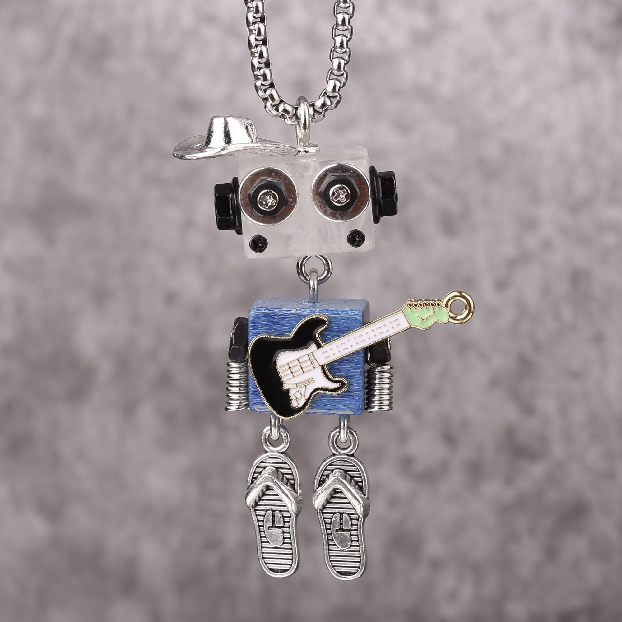 Artisan Cowboy Guitar Robot Necklace