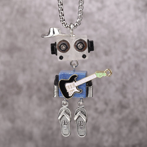 Artisan Cowboy Guitar Robot Necklace