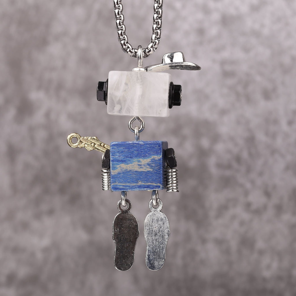 Artisan Cowboy Guitar Robot Necklace