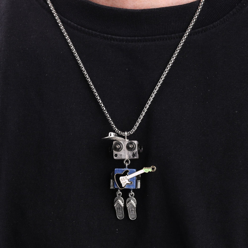 Artisan Cowboy Guitar Robot Necklace