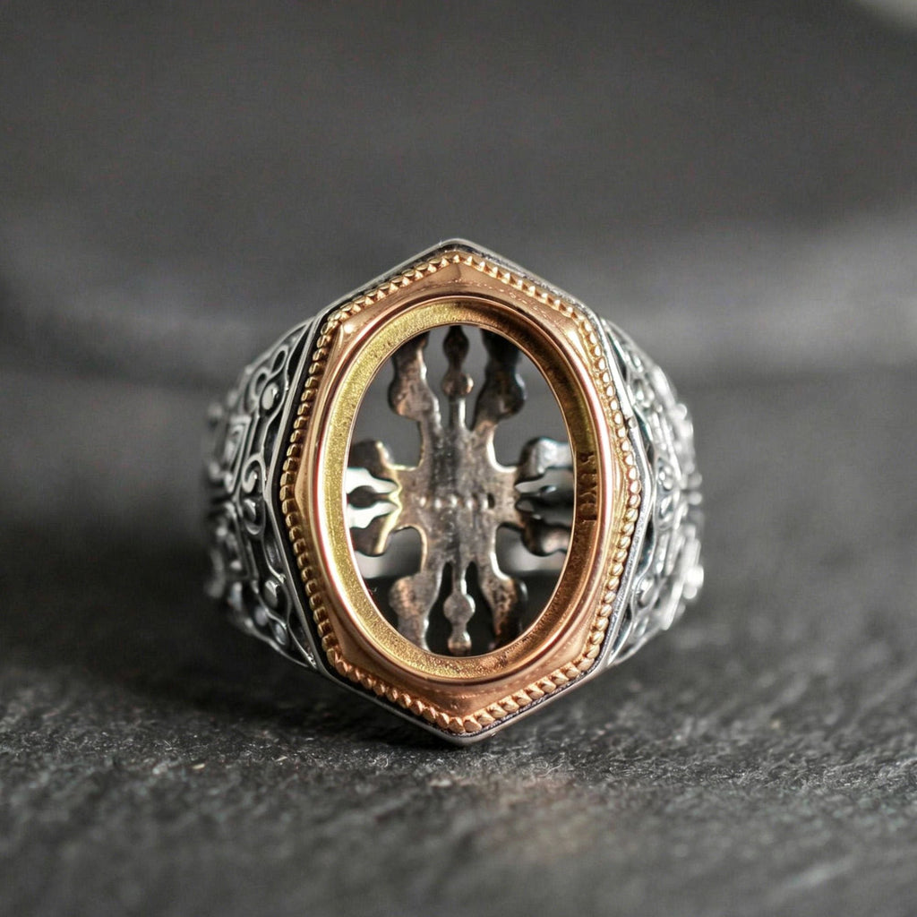 Ornate Openwork Turquoise 925 Sterling Silver Ring