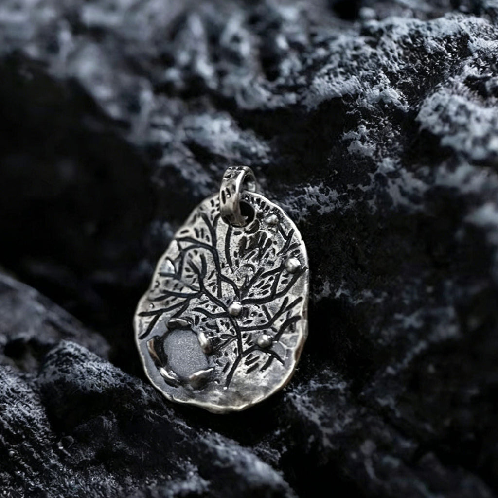 925 Sterling Silver Pendant with Irregular Hammered Turquoise