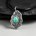 Two Tone Turquoise Cabochon 925 Sterling Silver Pendant