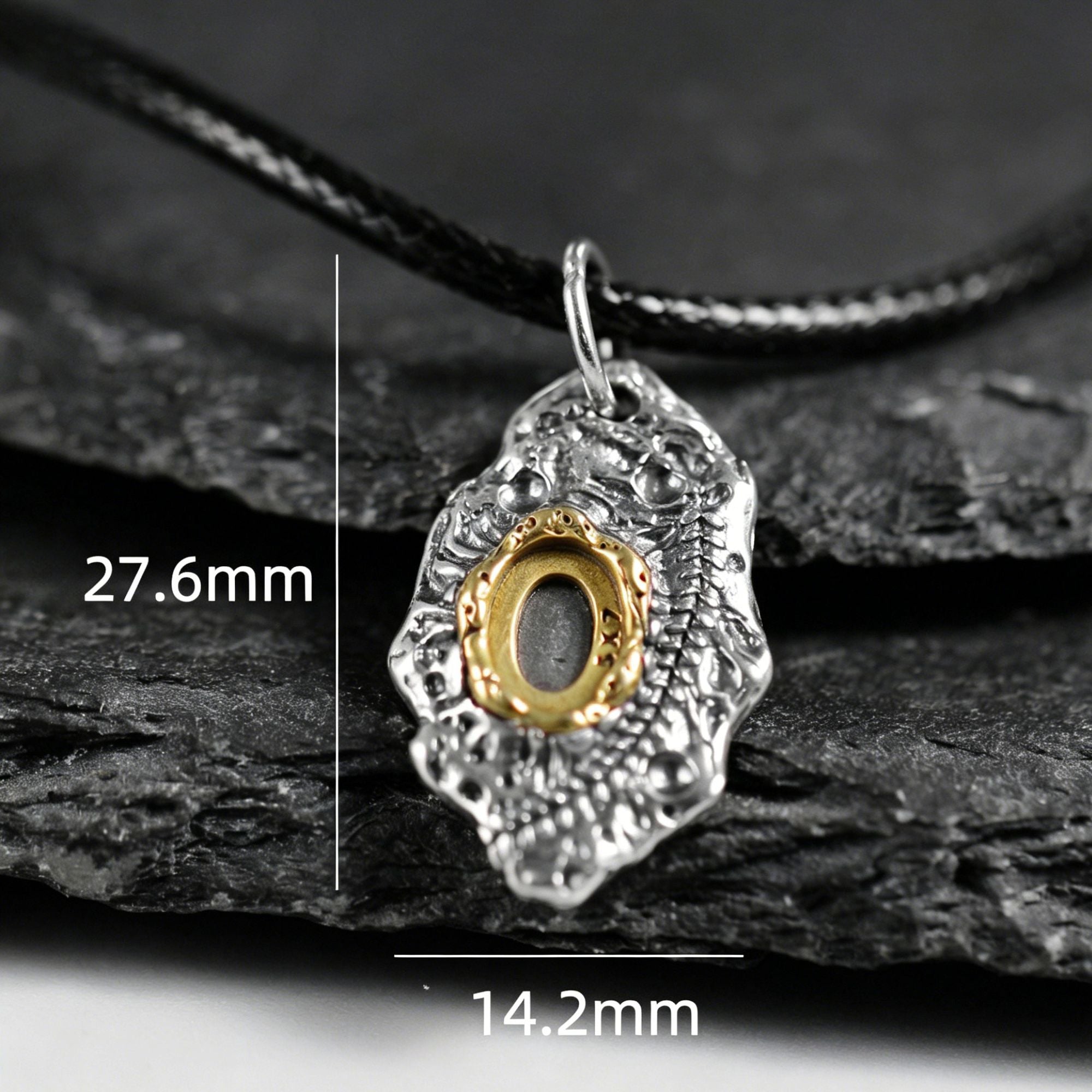 Two Tone Turquoise Cabochon 925 Sterling Silver Pendant