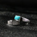 Rectangular Turquoise Cabochon 925 Sterling Silver Ring