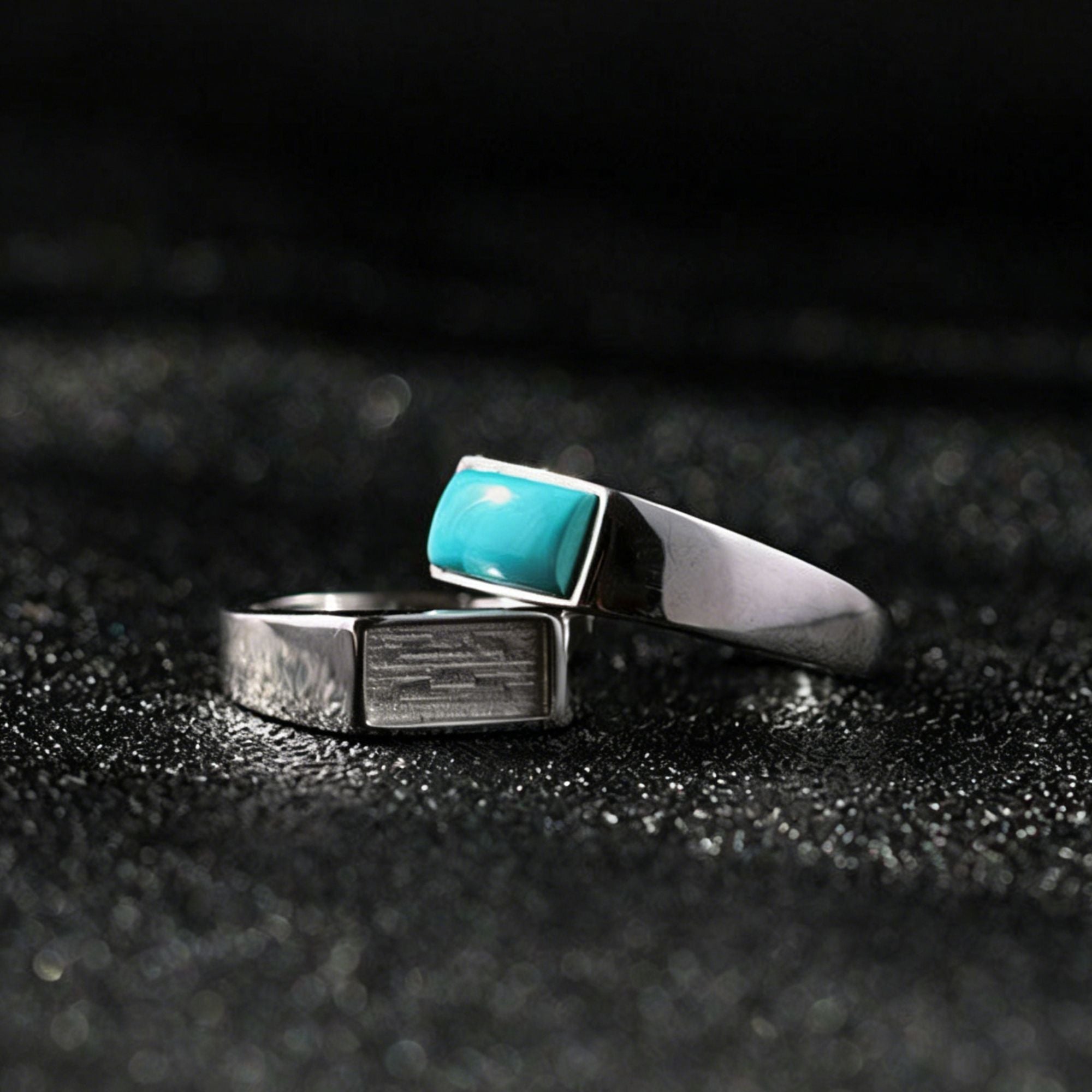 Rectangular Turquoise Cabochon 925 Sterling Silver Ring