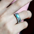 925 Sterling Silver Ring with Oval Turquoise and Copper Dot Accent
