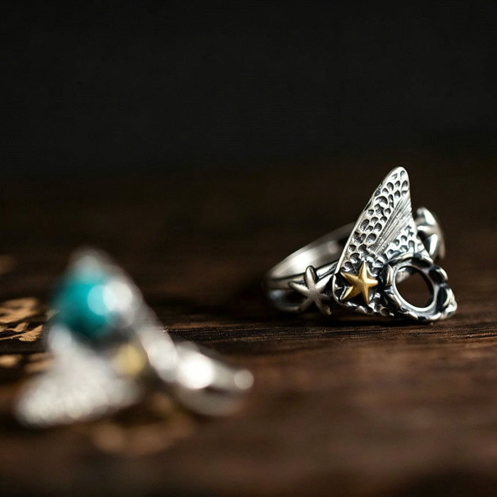 Turquoise Copper Star Accent 925 Sterling Silver Ring