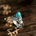 Turquoise Copper Star Accent 925 Sterling Silver Ring
