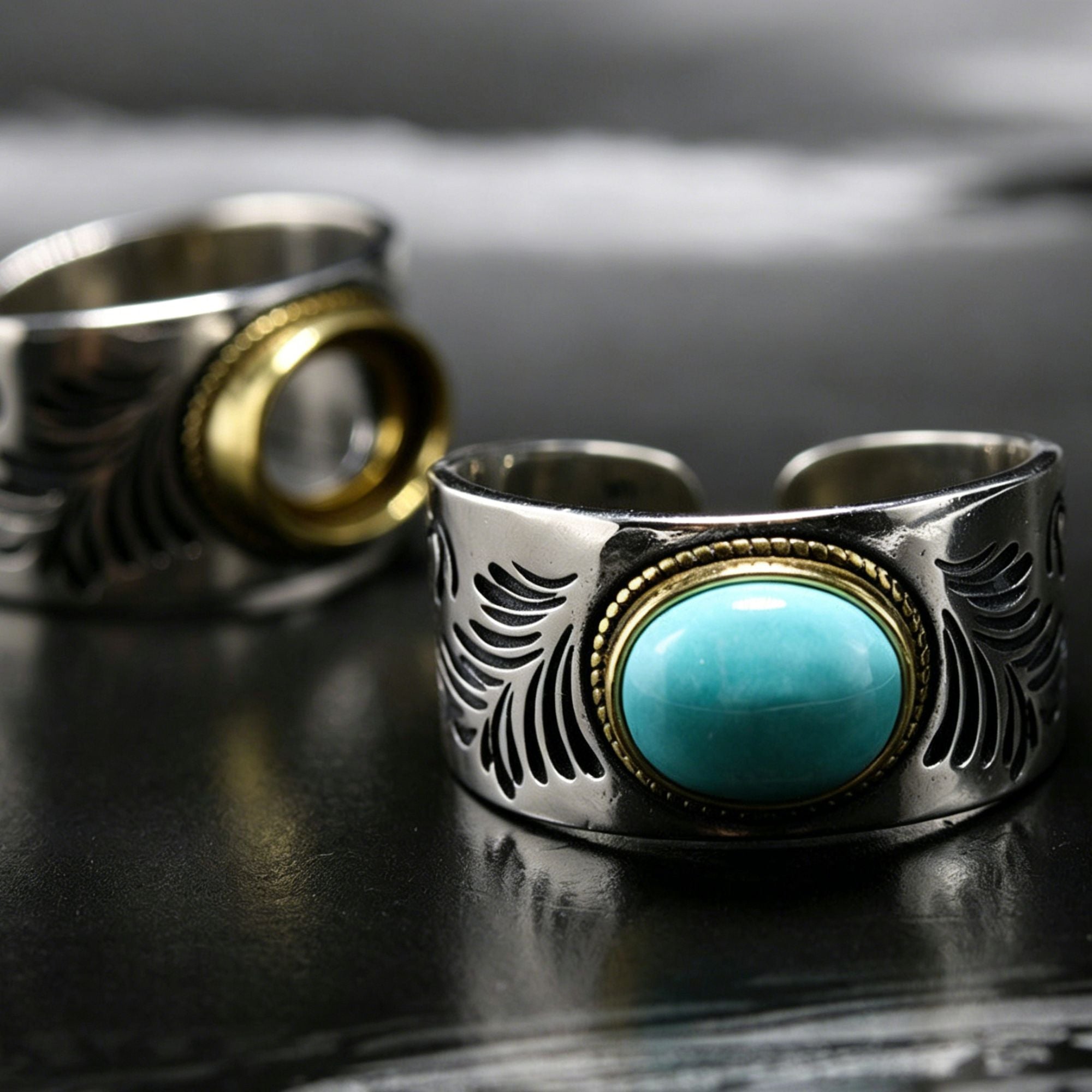 Native American Inspired Turquoise 925 Sterling Silver Ring