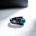 925 Sterling Silver Ring with Matte Black Plated Turquoise