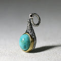 925 Sterling Silver Pendant with Natural Turquoise and Two-Tone Setting