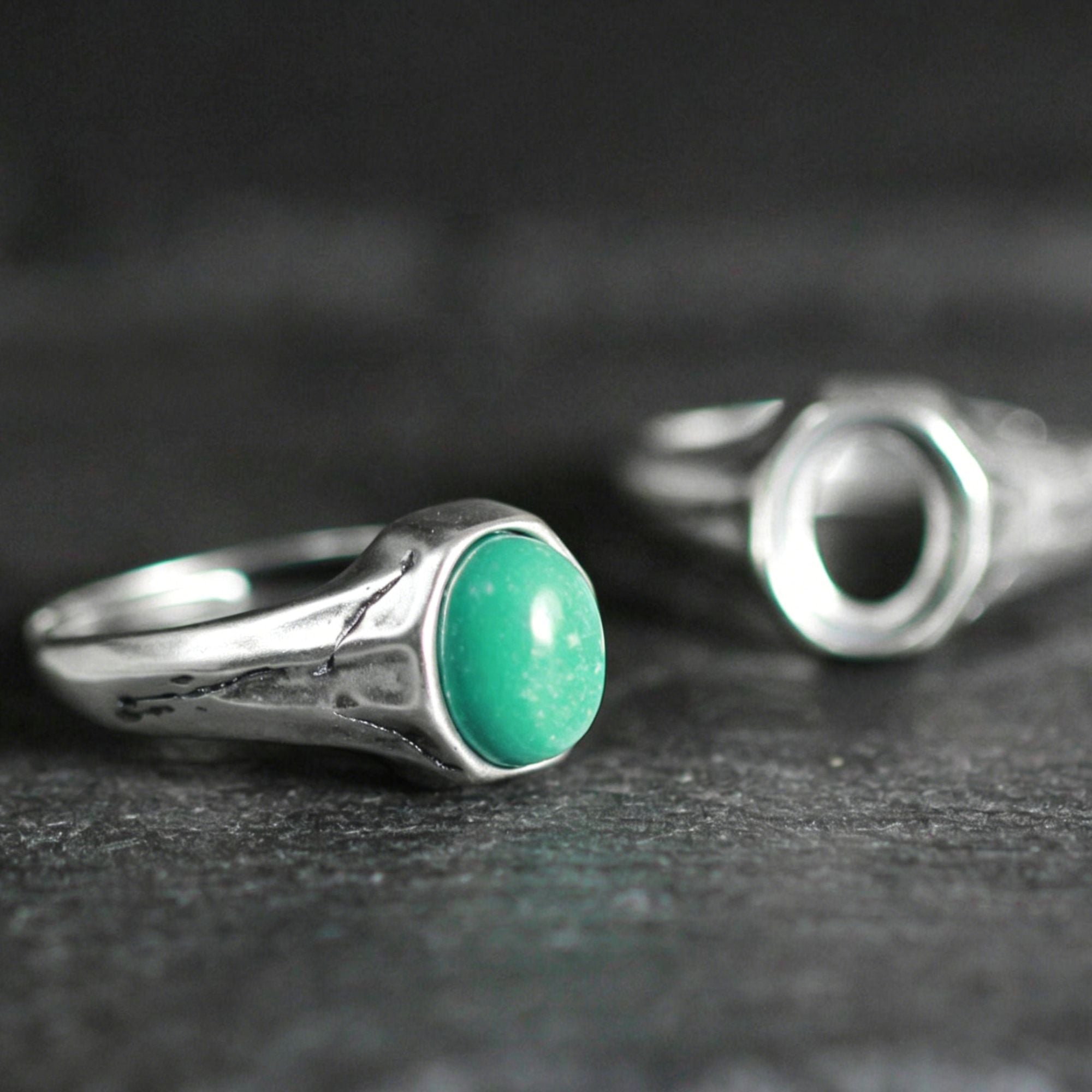 925 Sterling Silver Ring with Antiqued Artisan Turquoise Statement