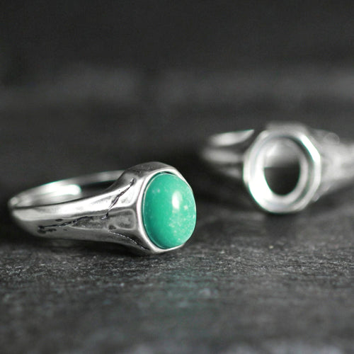 925 Sterling Silver Ring with Antiqued Artisan Turquoise Statement