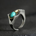 925 Sterling Silver Ring with Asymmetrical Statement Turquoise Setting
