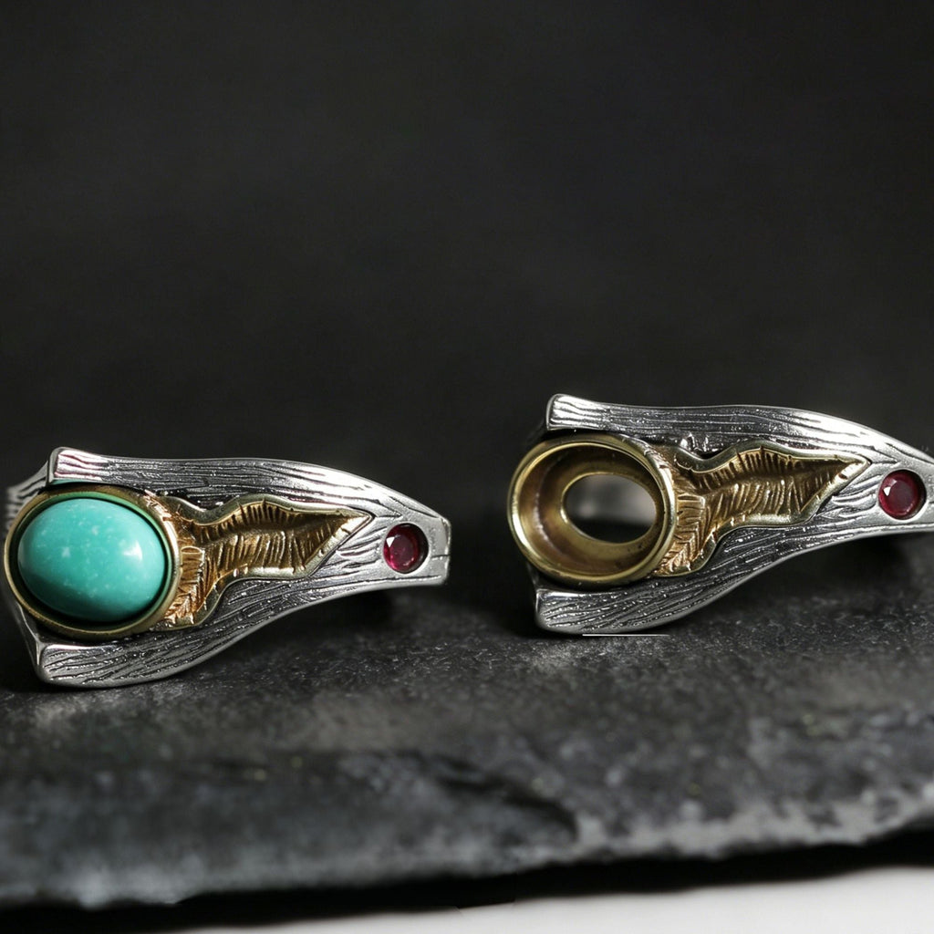 925 Sterling Silver Ring with Asymmetrical Statement Turquoise Setting