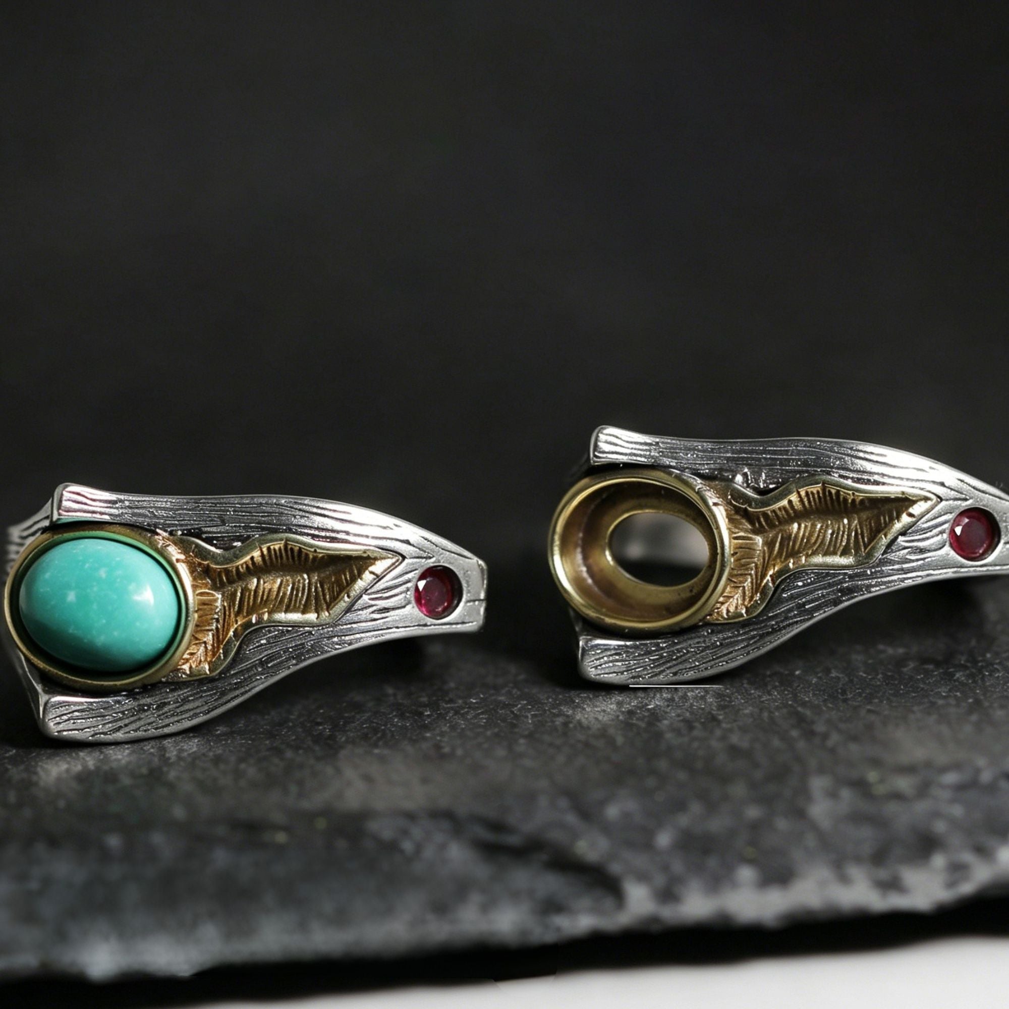 925 Sterling Silver Ring with Asymmetrical Statement Turquoise Setting