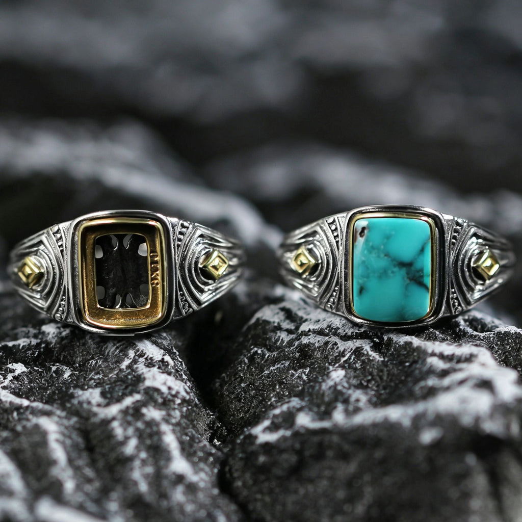 Western Filigree Turquoise Band 925 Sterling Silver Ring