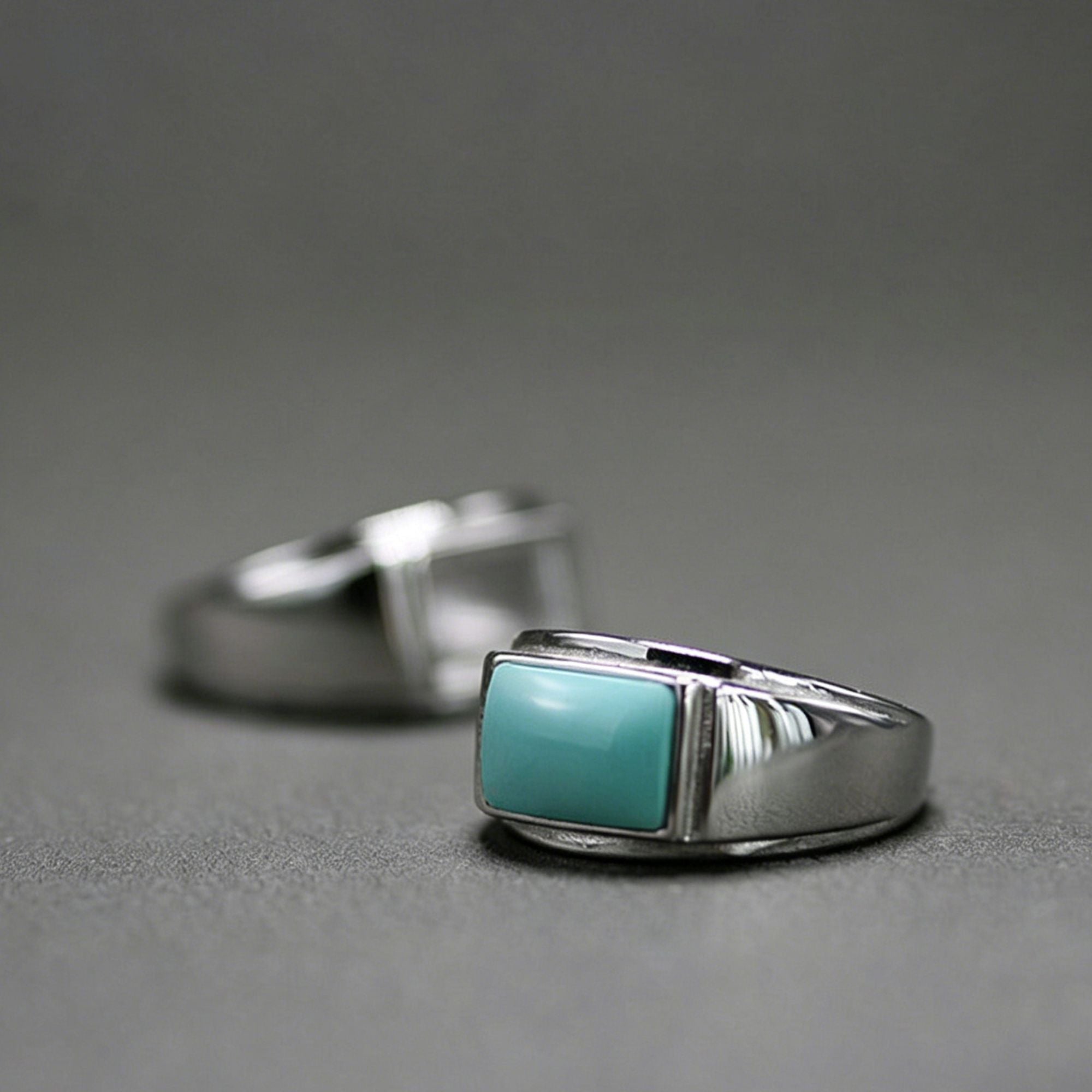 Rectangular Turquoise Bezel Setting 925 Sterling Silver Ring