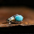 Antiqued Gothic Flame Turquoise Statement 925 Sterling Silver Ring